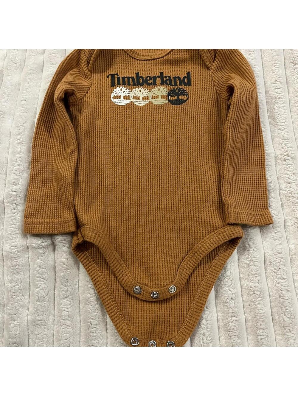 Timberland Tan Long Sleeve Bodysuit Baby Boys Size 6-9 Months